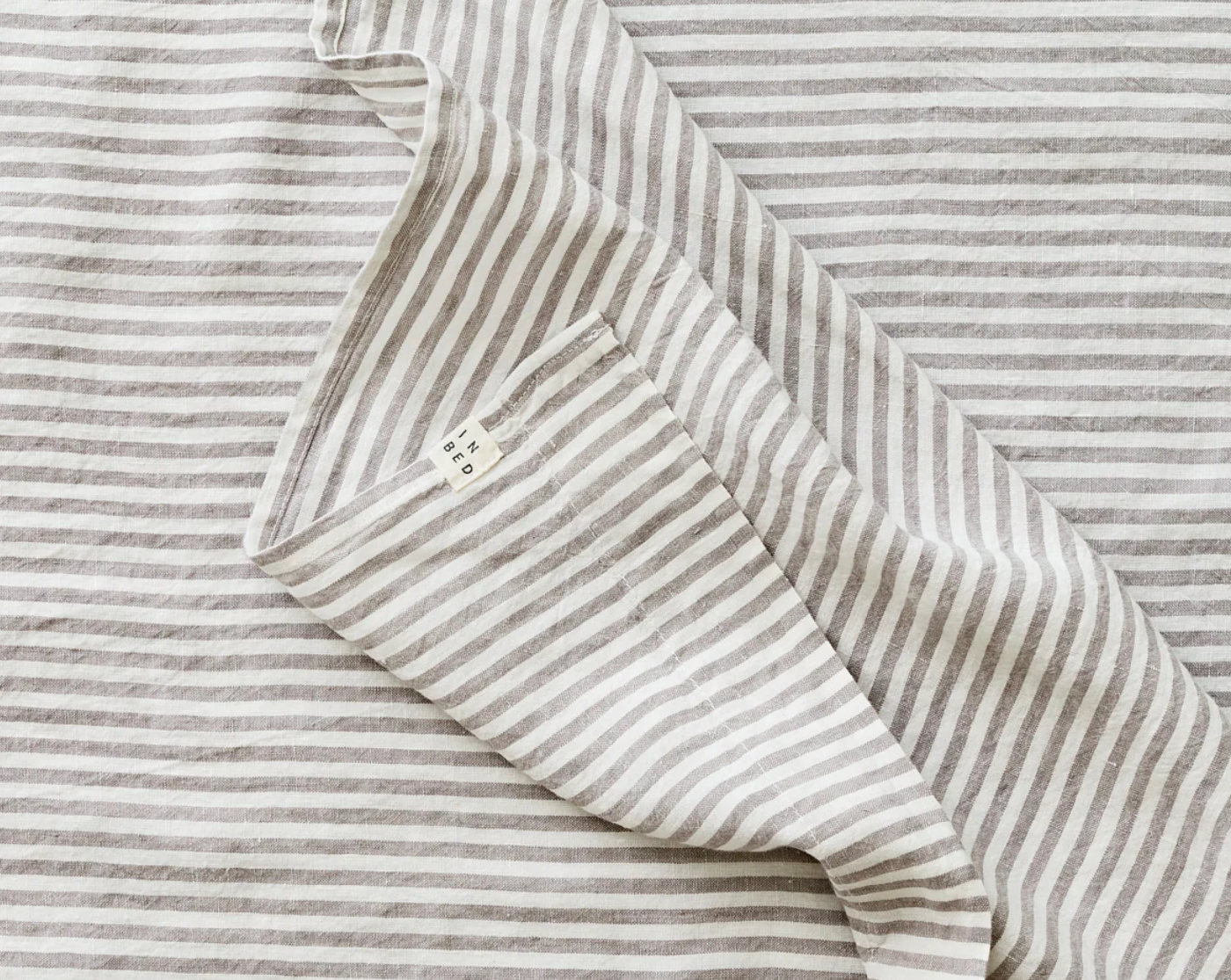 Grey and White Stripe Flat Sheet