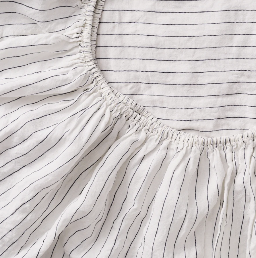 Pinstripe Navy Fitted Sheet