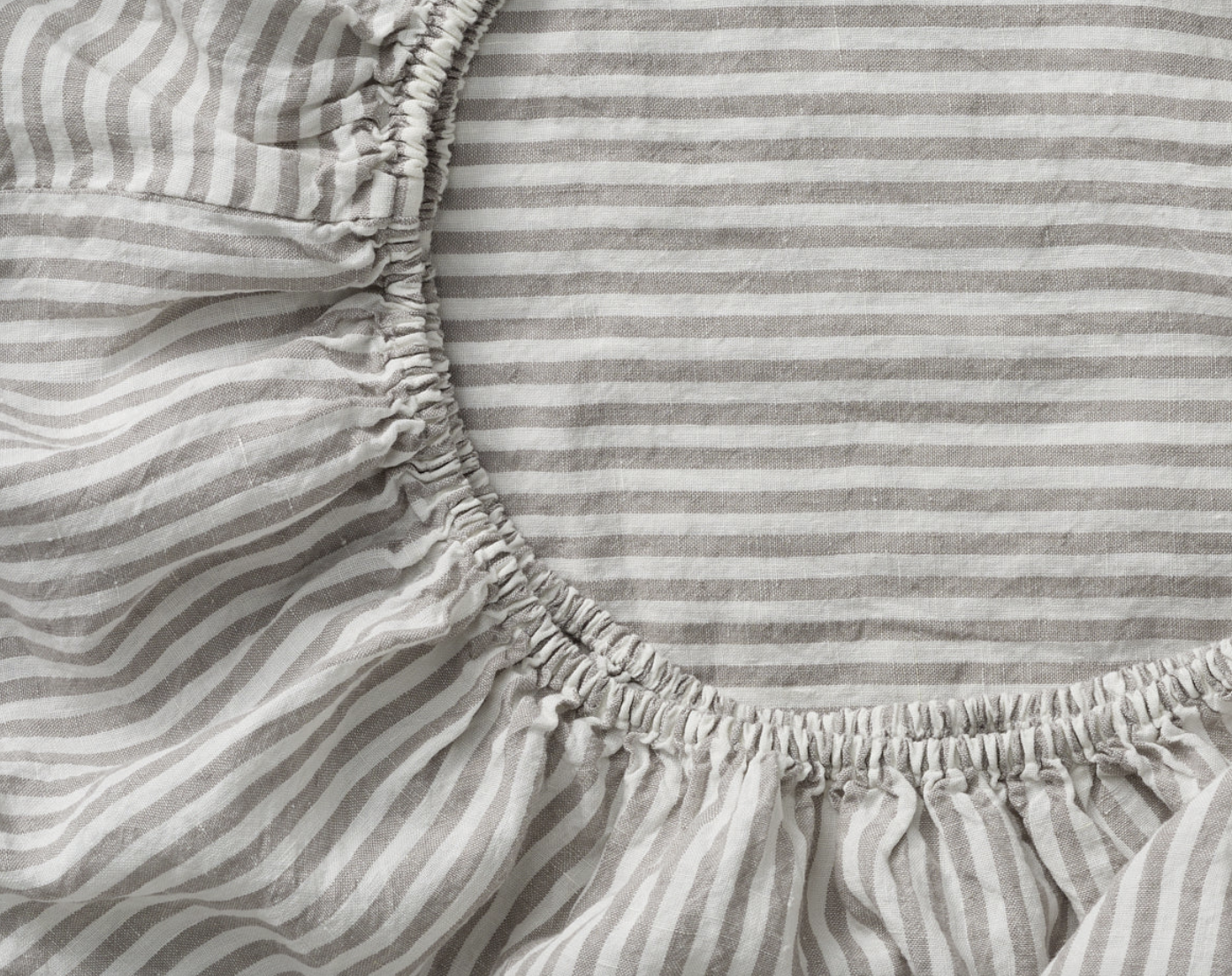 Grey and White Stripe Fitted Sheet