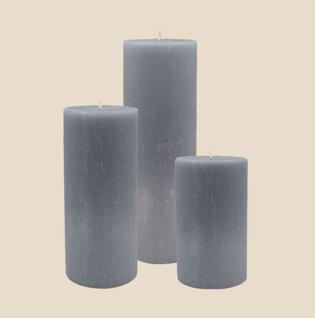 Italian Pillar Candle Grey