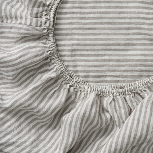Grey and White Stripe Flat Sheet