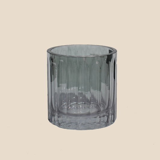 Candleholder Lustre Black Ribbed