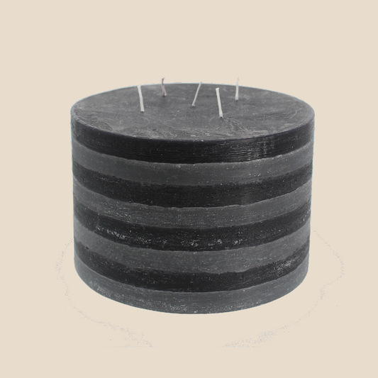 Layered Concrete Pillar Candle Black and Grey