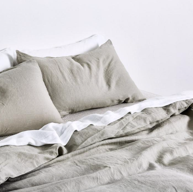 100% Linen Dove Grey sheets