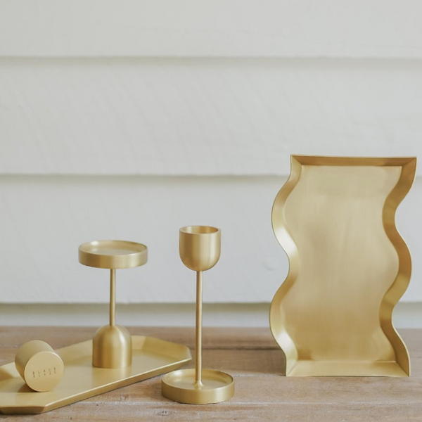 Candle Tray - Wave Brass