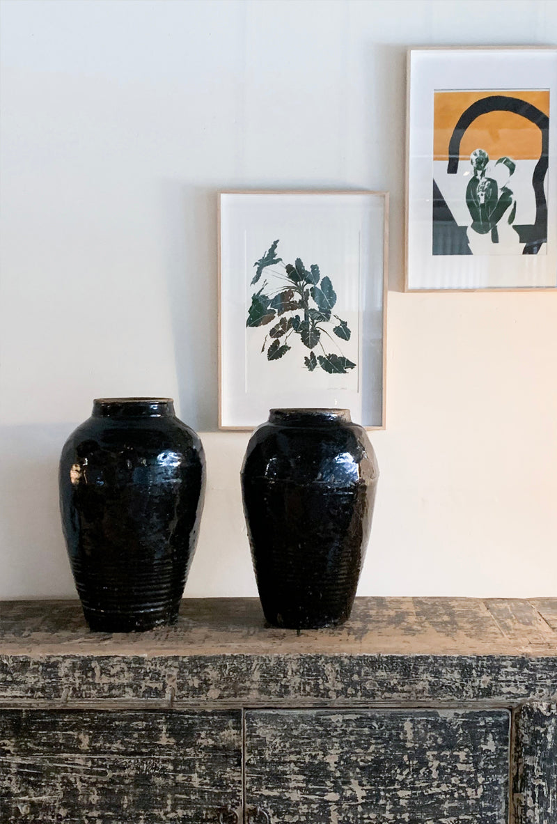 Black Glazed Ceramic Pot